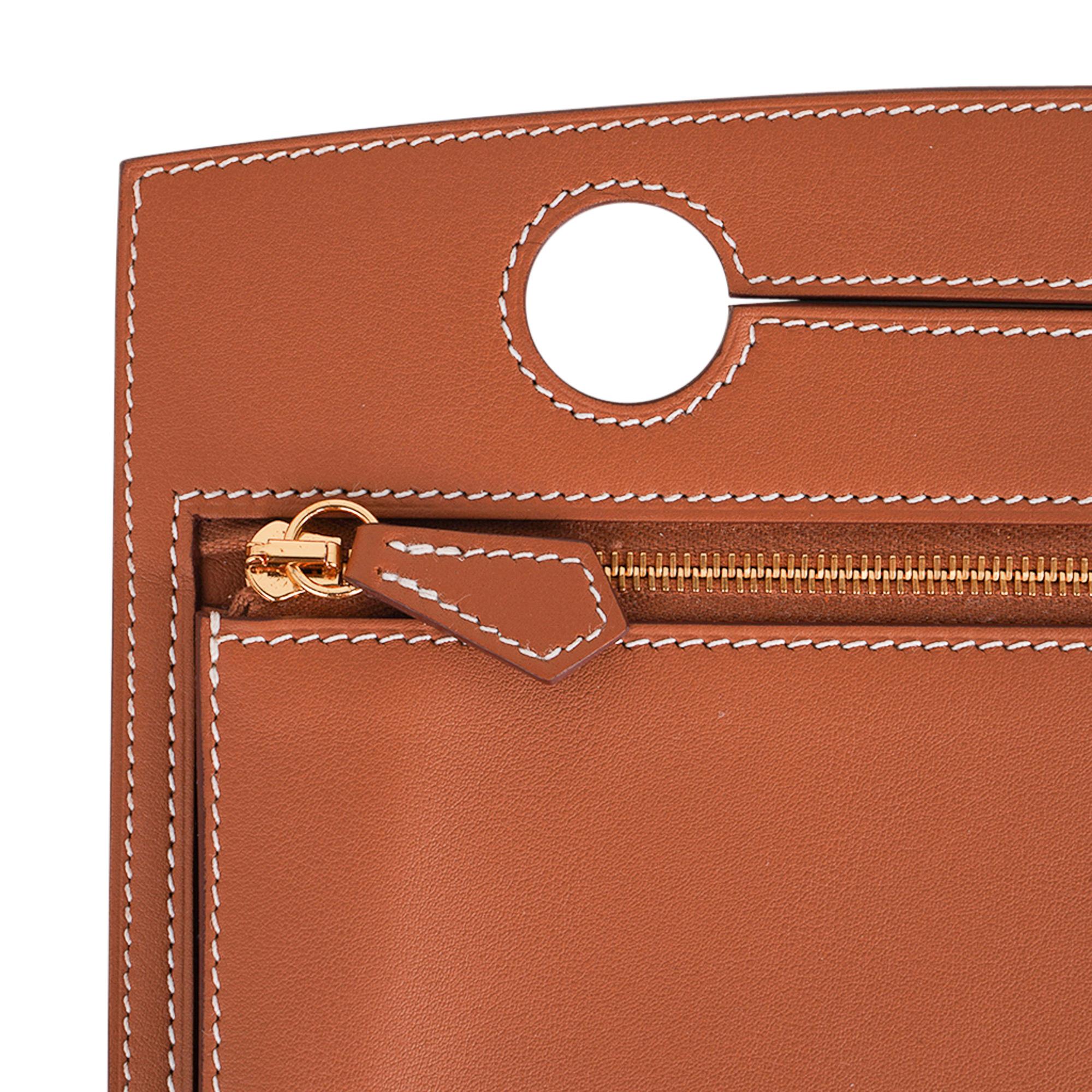 Hermes Backpocket Pouch 30 Abnehmbare Gold Swift Gold Hardware Neu (Braun)