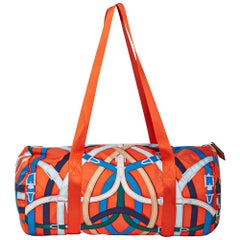 Hermes Airsilk Duffle Bag Cavalcadour 38 Orange Silk Limited Edition New