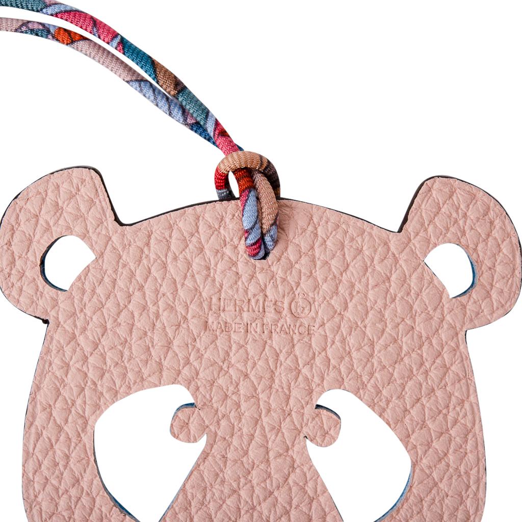 Hermes Bag Charm Bi-Color Panda Blue / Rose Eglantine New w/Box In New Condition In Miami, FL