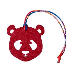 Hermes Bag Charm Bi-Color Panda Rouge H / White New w/Box