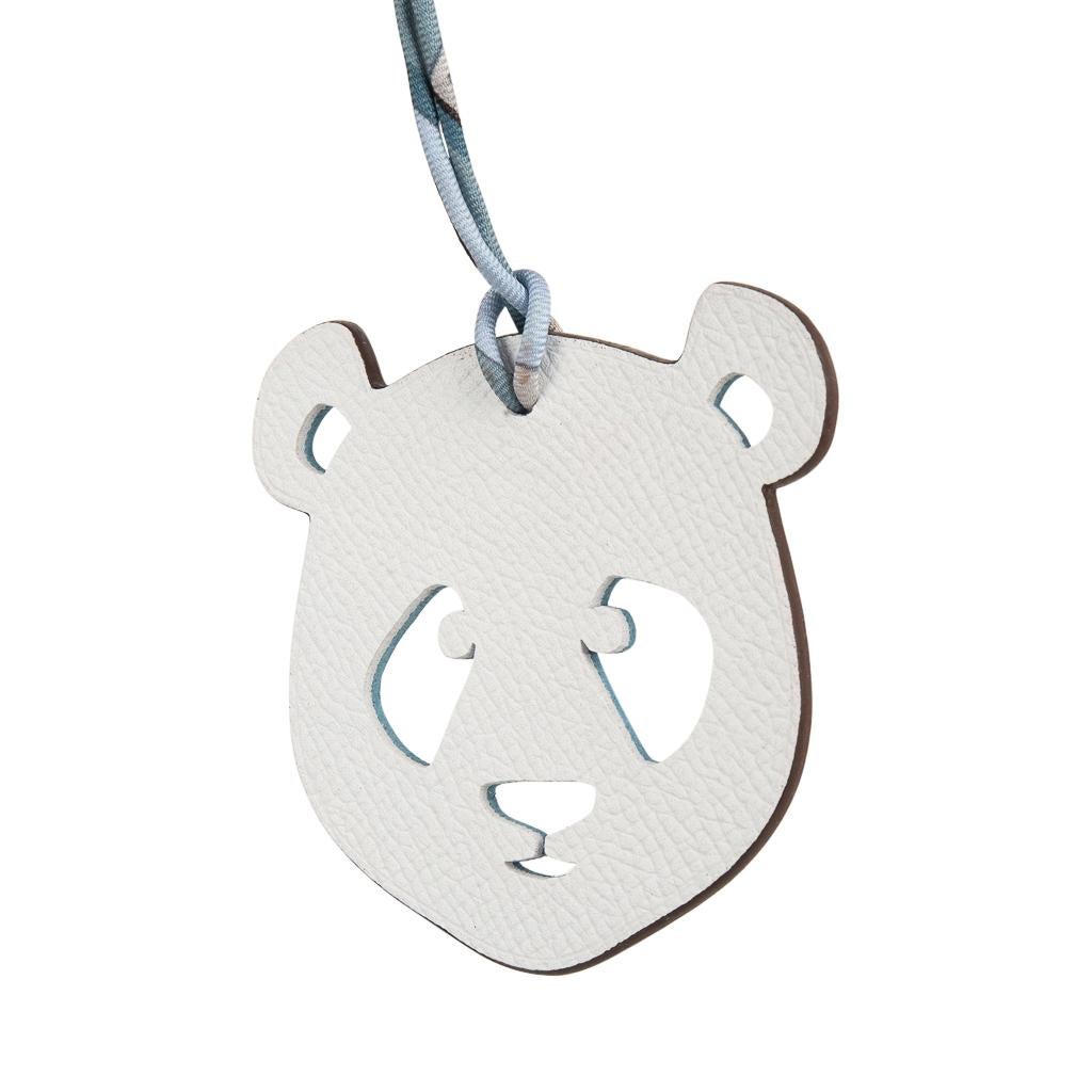 Hermes Bag Charm Bi-Color Panda White and Blue New w/Box In New Condition In Miami, FL