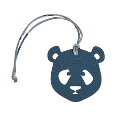 Hermes Bag Charm Bi-Color Panda White and Blue New w/Box