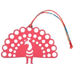 Hermes Bag Charm Bi-Color Peacock Pink and Brown New w/Box