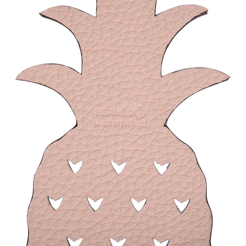 Hermes Bag Charm Bi-Color Pineapple Rose Eglantine / Blue New w/ Box 3
