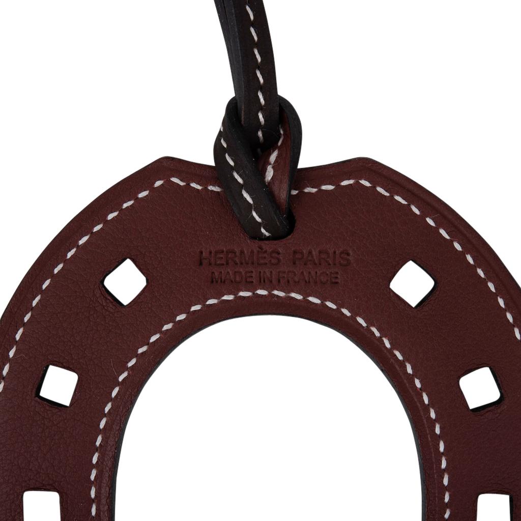 Hermes Bag Charm Paddock Fer a Cheval Horse Shoe Black / Brown New w/ Box 2