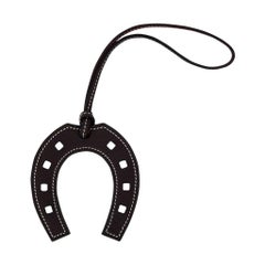 Hermes Bag Charm Paddock Fer a Cheval Horse Shoe Black / Brown New w/ Box