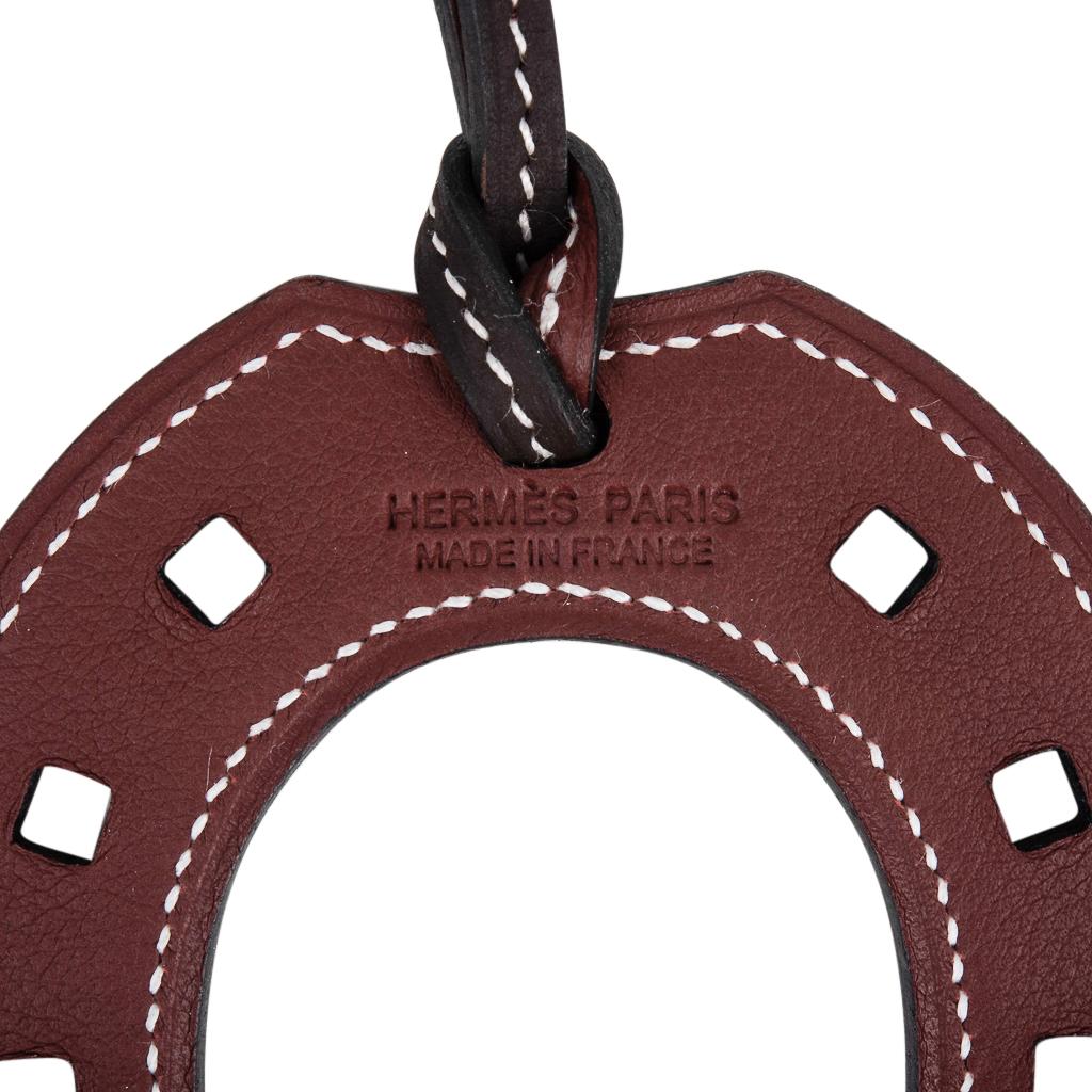 Women's or Men's Hermes Bag Charm Paddock Fer a Cheval Horse Shoe Black /Rouge New w/ Box