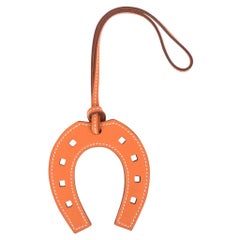 Hermes Bag Charm Paddock Fer a Cheval Horse Shoe Orange New w/ Box