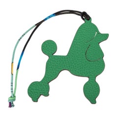 Hermes Bag Charm Royal Poodle Dog Petite h Bi-Color Green Orange newnew