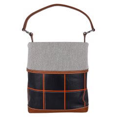 Hermes Tasche Col Roule Noir Toile Berline / Barenia Leder Tote Neu