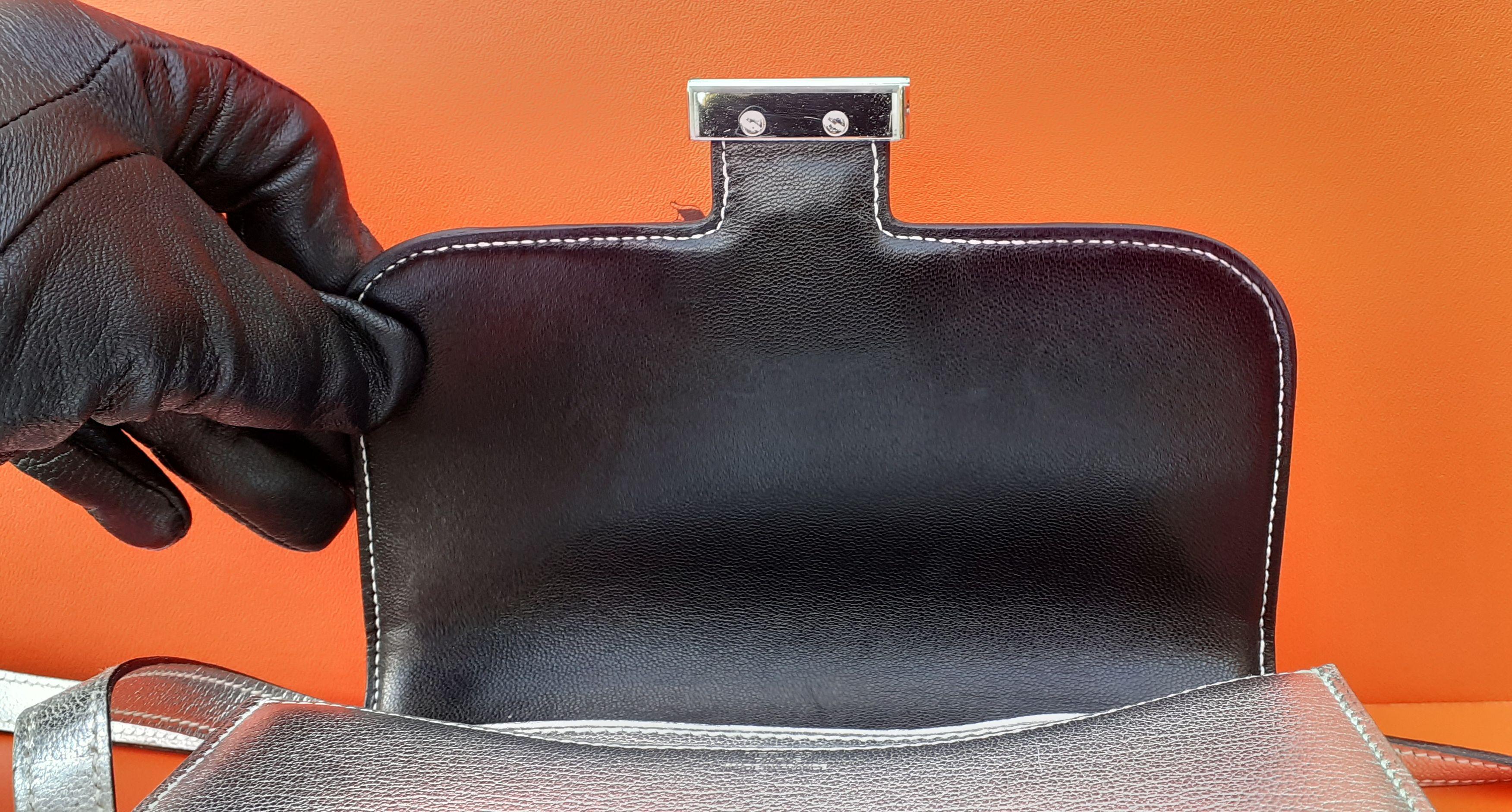 Borsa Hermès Constance 18 cm in pelle argento metallizzato Phw in vendita 6