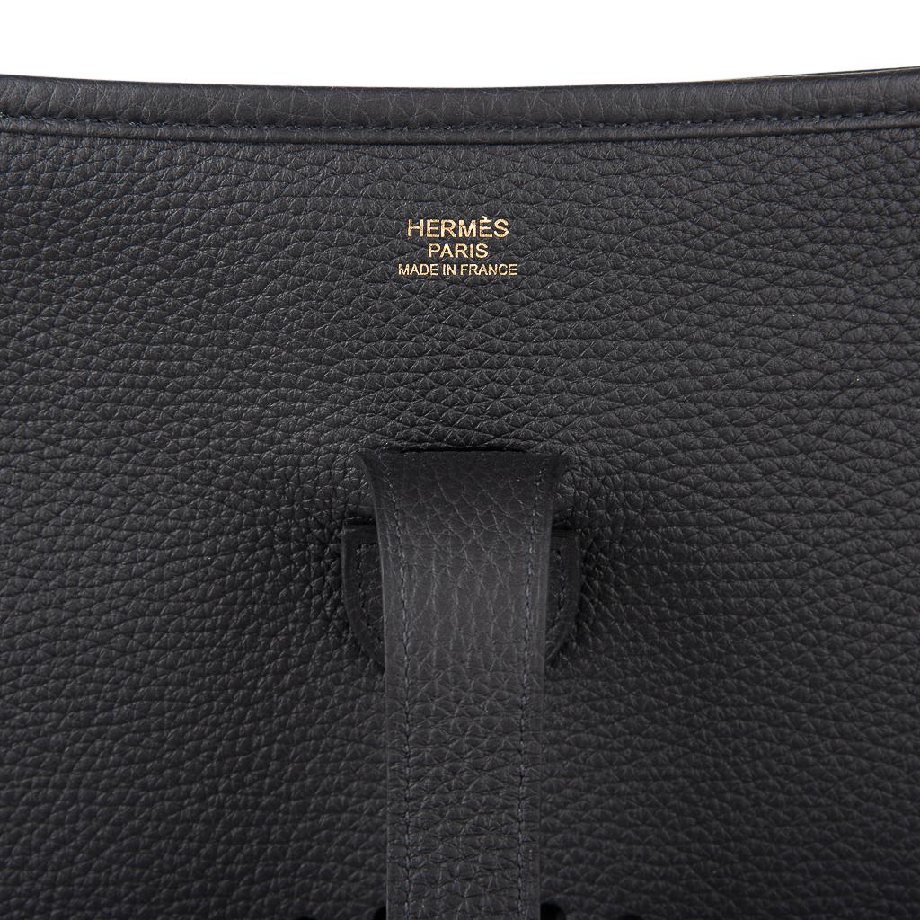 Women's Hermes Bag Evelyne GM Black Clemence Gold Hardware