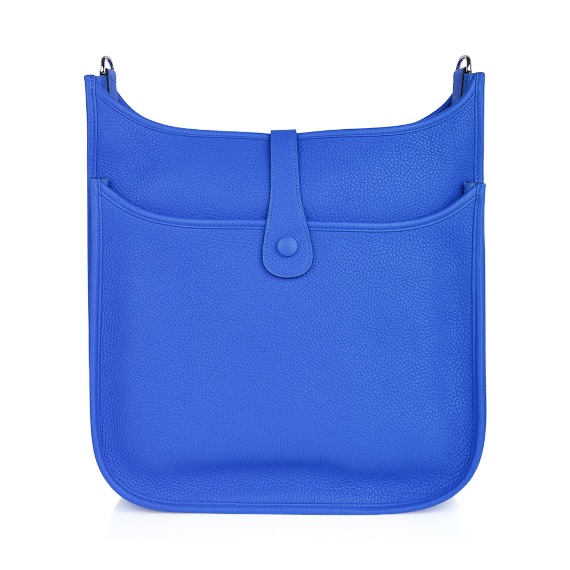 Women's or Men's Hermes Bag Evelyne GM Blue Hydra Clemence Palladium Hardware New w/ Box