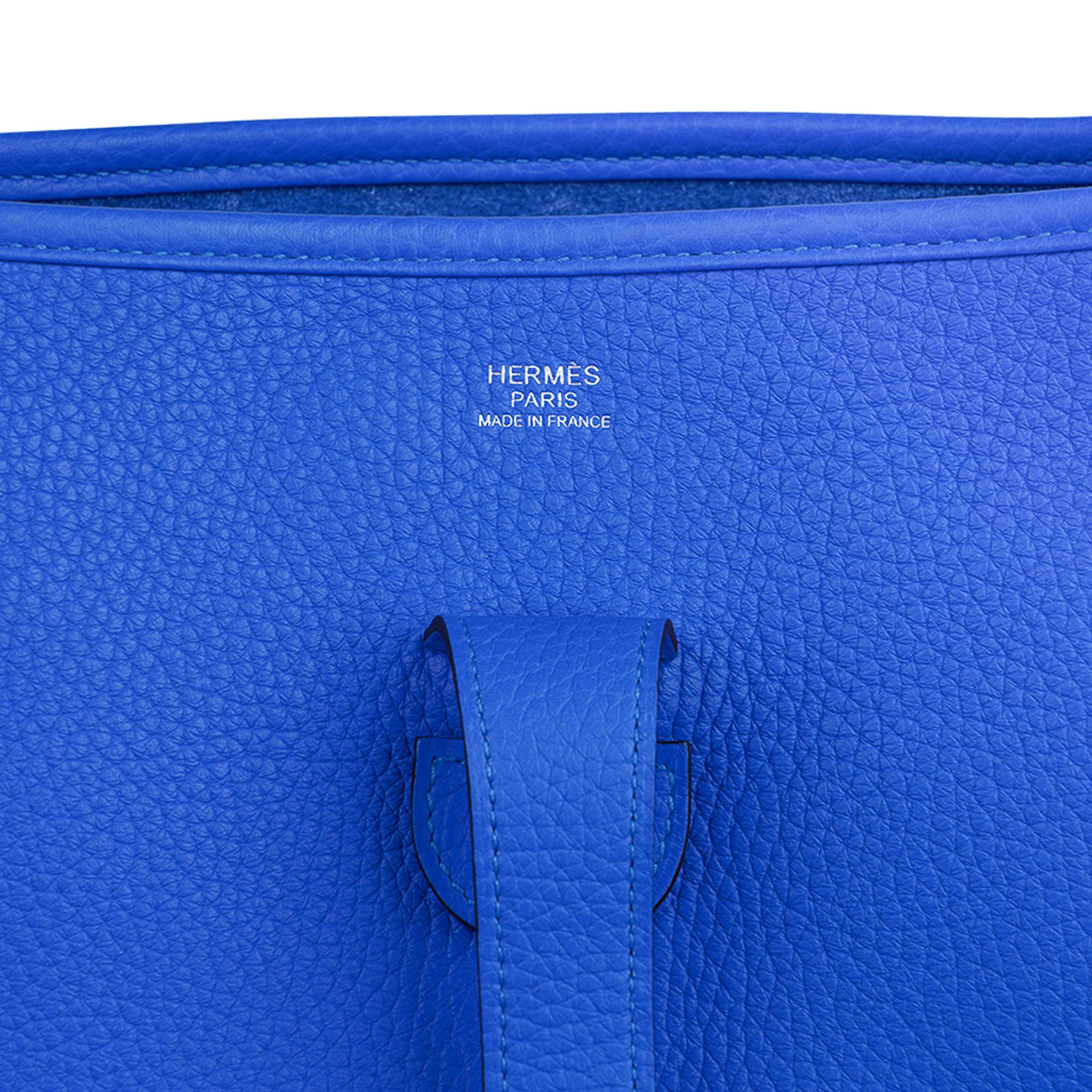 Hermes Bag Evelyne GM Blue Hydra Clemence Palladium Hardware New w/ Box 2