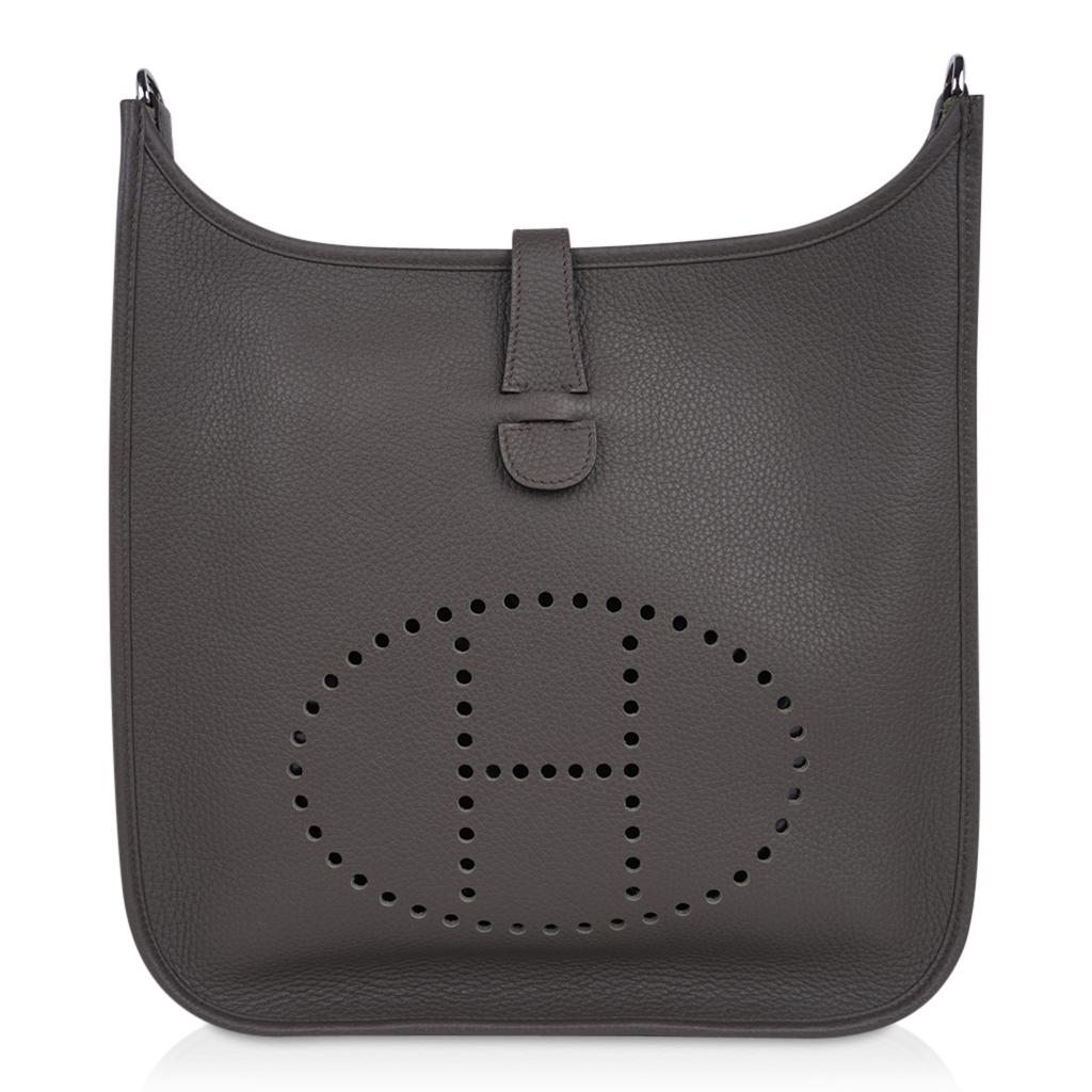 Black Hermes Bag Evelyne GM Etain Clemence Palladium Hardware