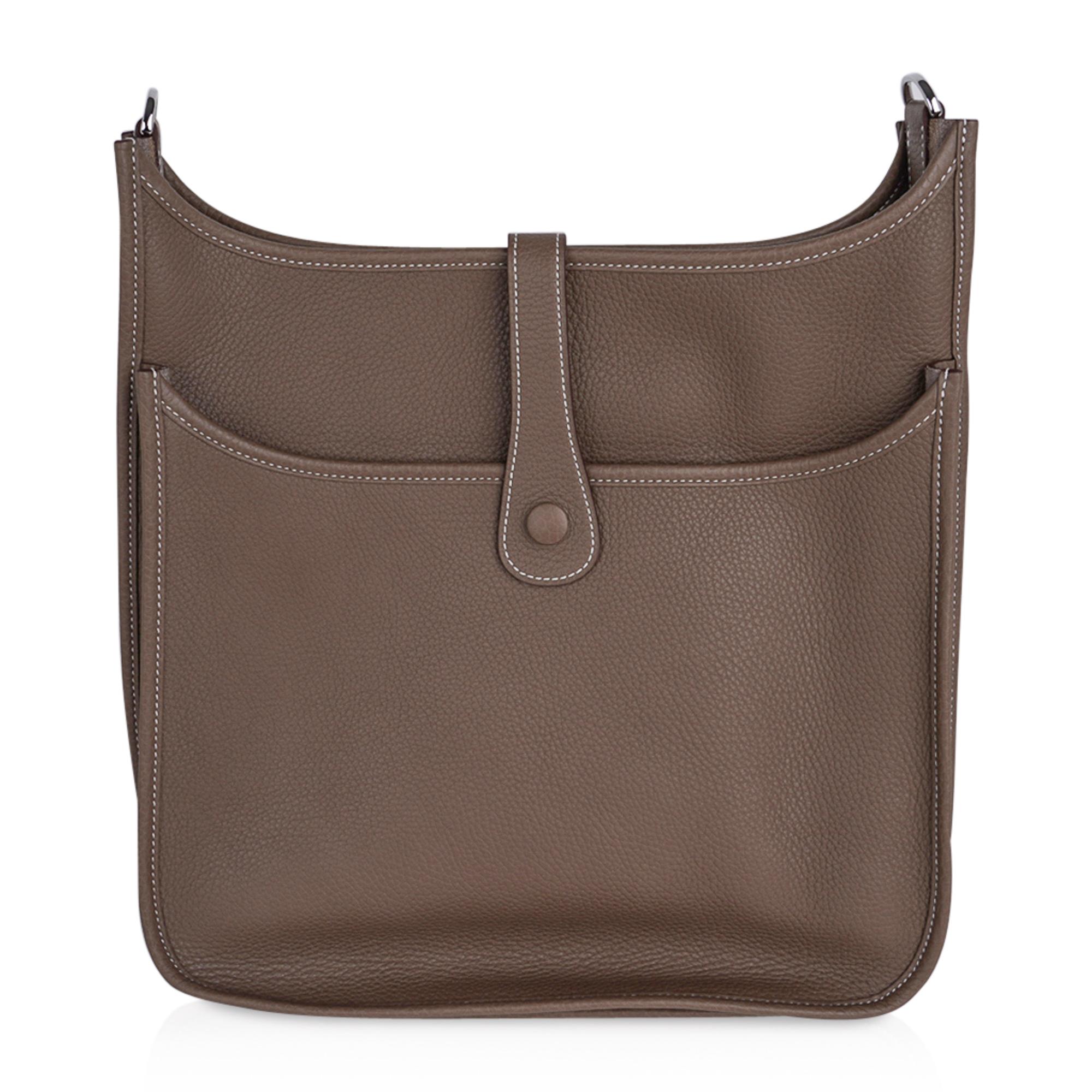 Hermes Bag Evelyne GM Etoupe Clemence Palladium Hardware 2