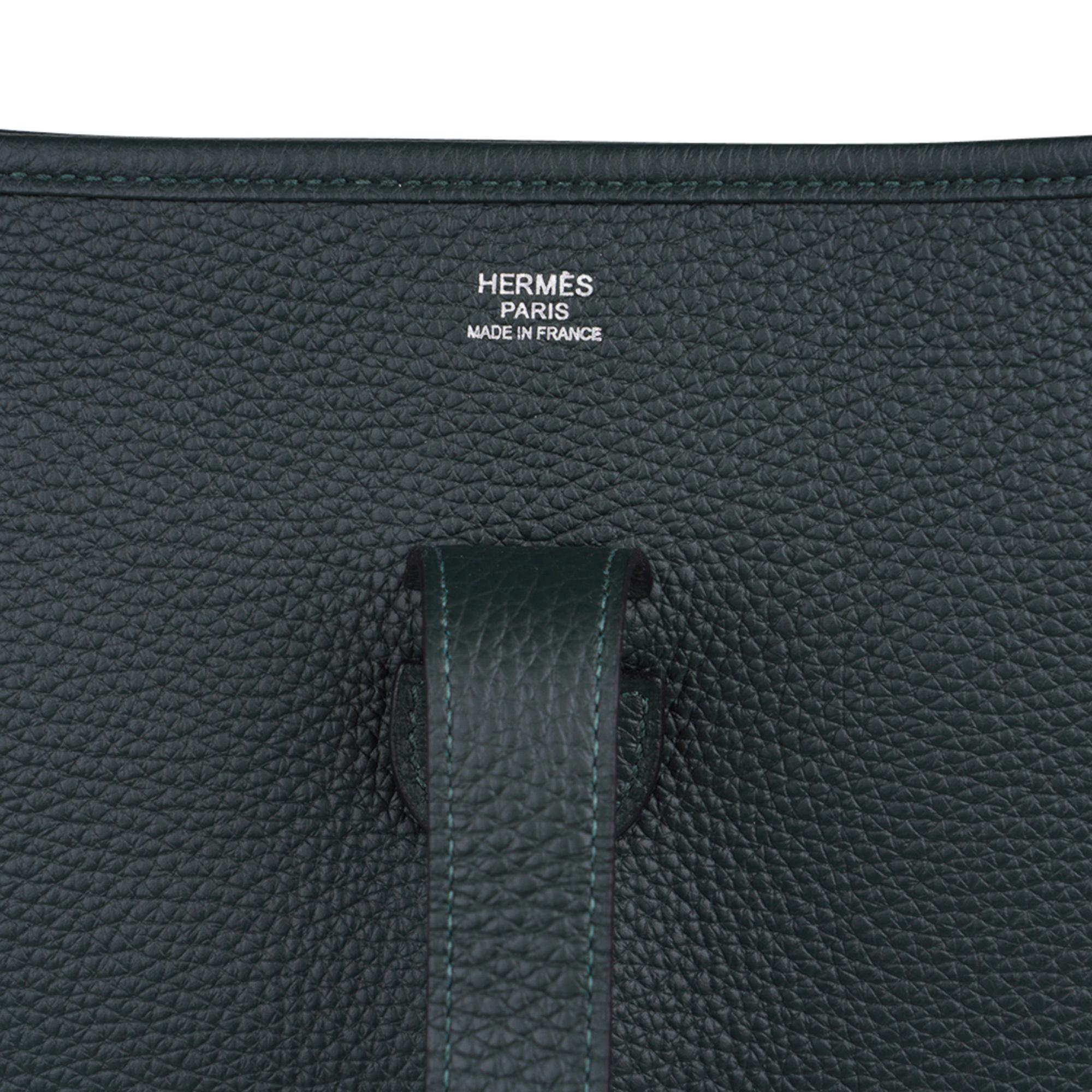 Women's or Men's Hermes Bag Evelyne GM Vert Fonce Clemence Palladium Hardware New w/ Box