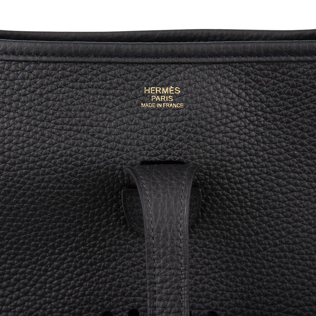 Women's or Men's Hermes Bag Evelyne PM Black Clemence Gold Hardware