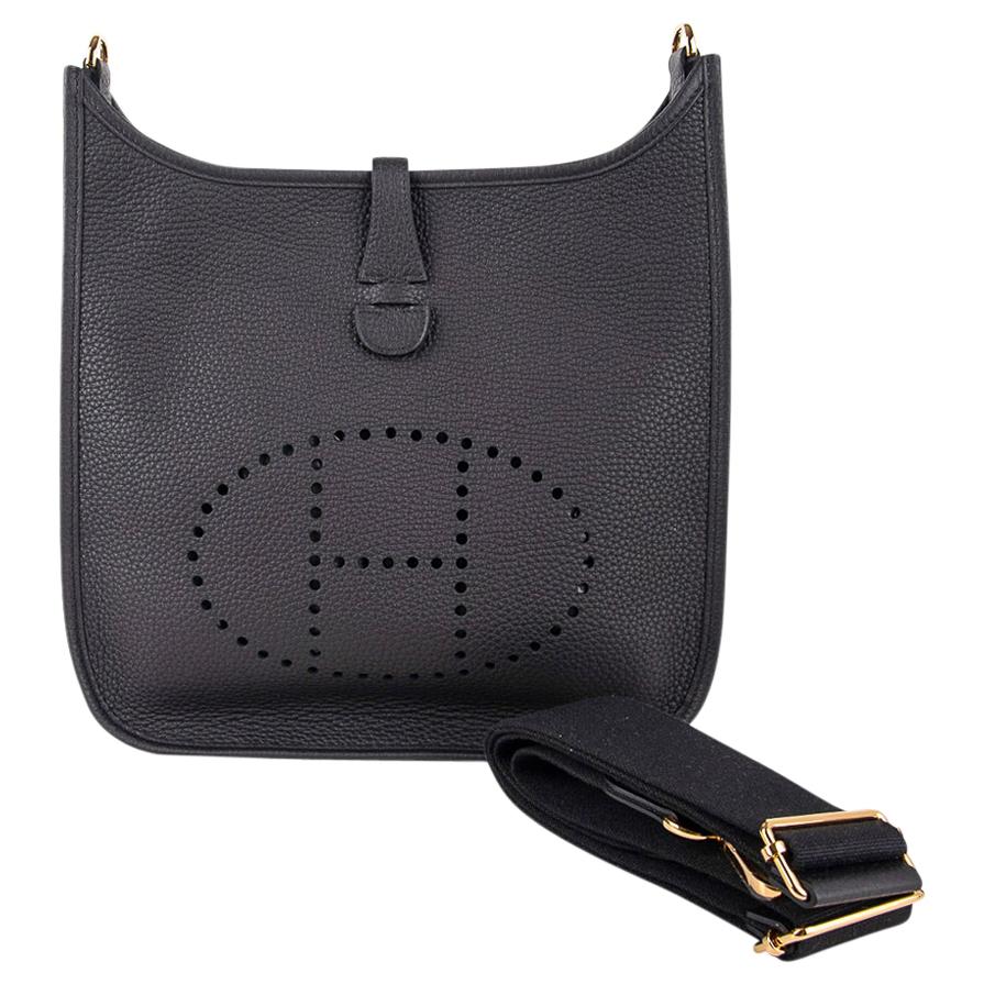 Hermes Bag Evelyne PM Black Clemence Gold Hardware