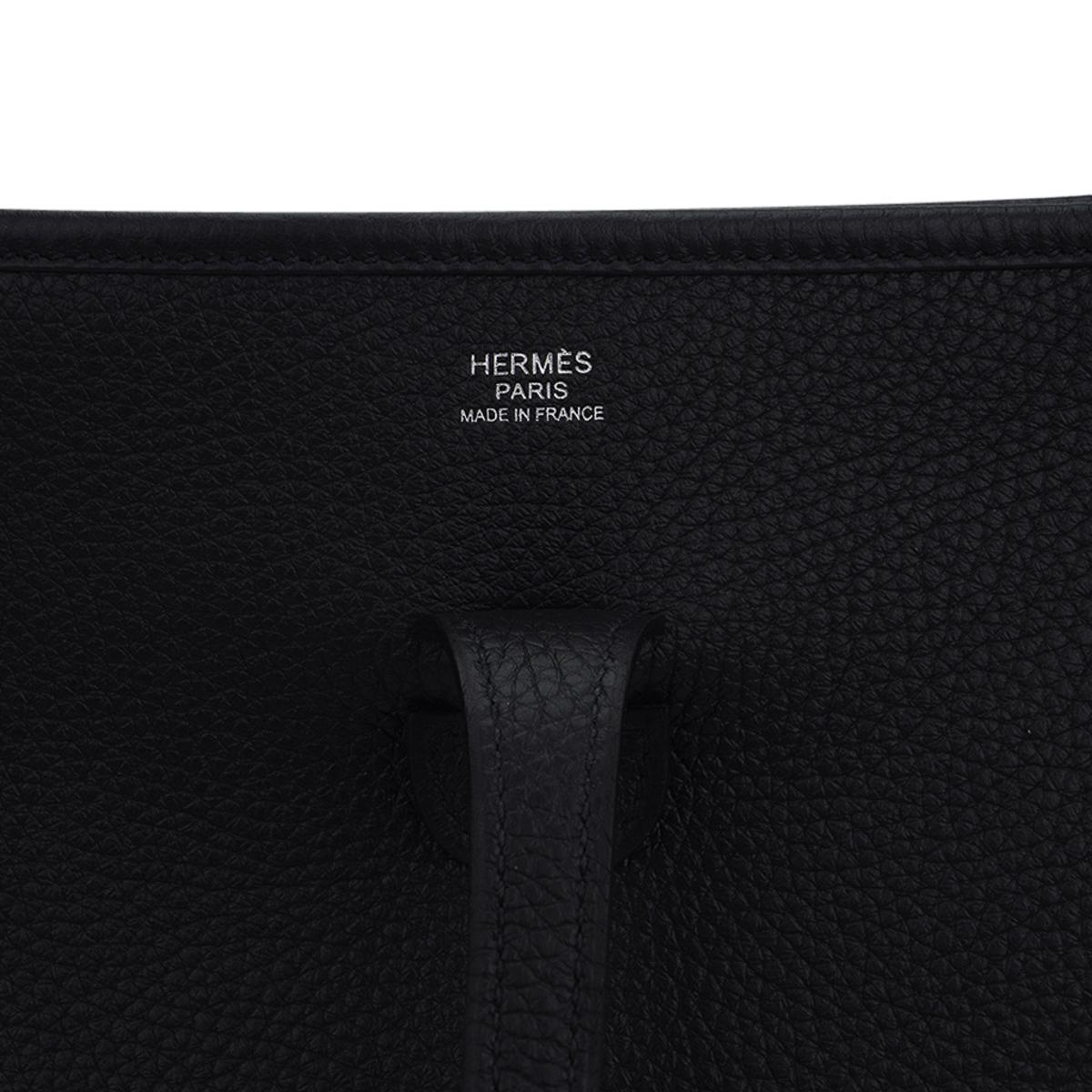 Hermes Bag Evelyne PM Black Clemence Palladium Hardware 1