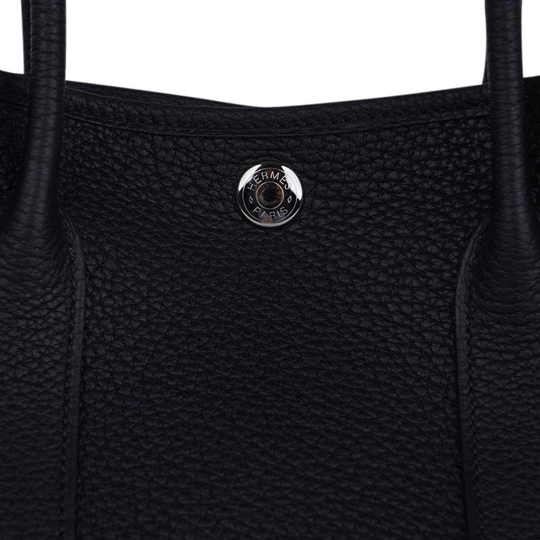 Hermes Bag Garden Party 30 Bag Black / Vache Country Leather Palladium New  w/Box at 1stDibs