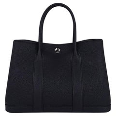 Sac Hermès Garden Party 30 noir / cuir Vache Country Palladium, neuf dans sa boîte