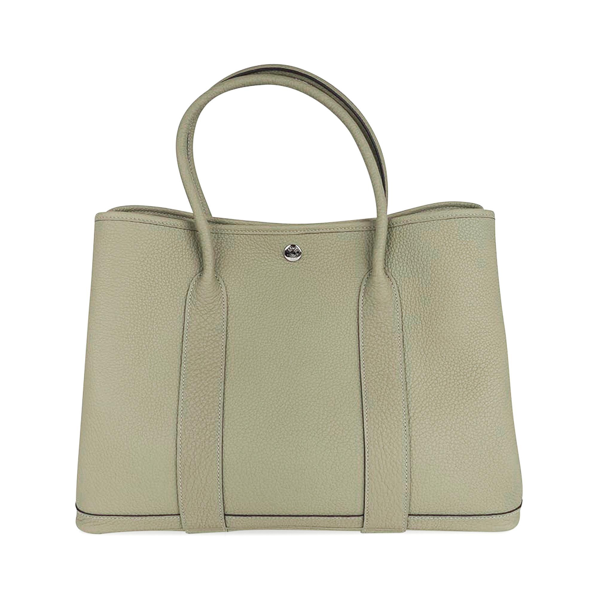 Women's Hermes Bag Garden Party 36 Bag Sage / Negonda Leather Palladium New w/Box For Sale