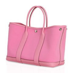 Hermes Bag Garden Party 30 Bag 5P Pink Toile and Negonda Leather Palladium