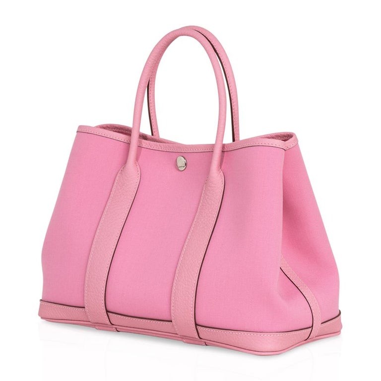 Hermes Garden Party 30 Bag 5P Pink Toile Negonda 30 Palladium