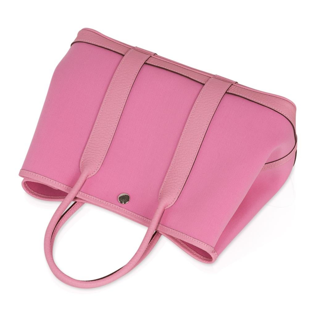 Women's Hermes Bag Garden Party 30 Bag 5P Pink Toile and Negonda Leather Palladium