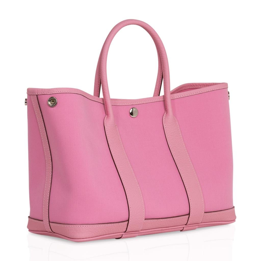 Hermes Bag Garden Party 30 Bag 5P Pink Toile and Negonda Leather Palladium 1