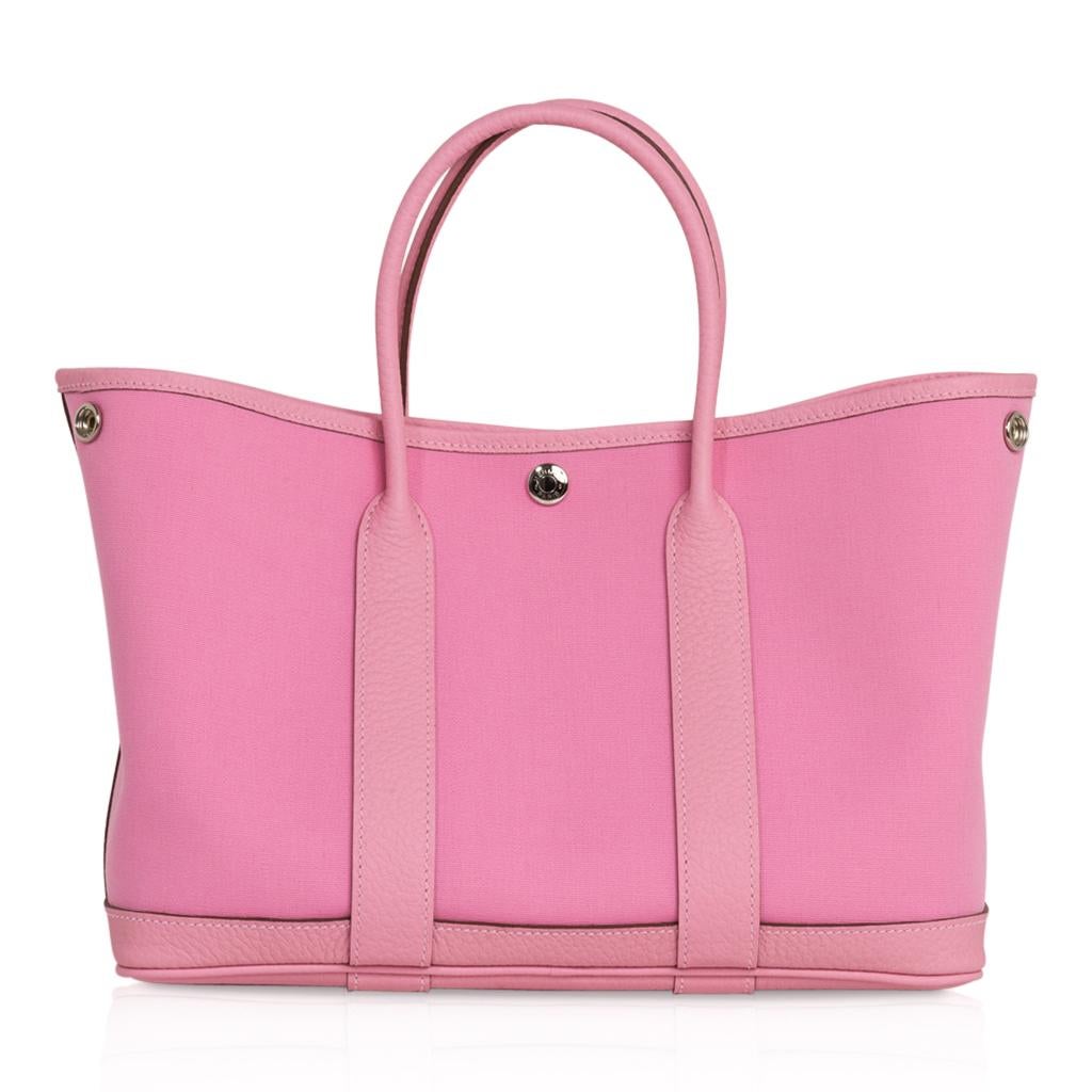 Hermes Bag Garden Party 30 Bag 5P Pink Toile and Negonda Leather Palladium 2