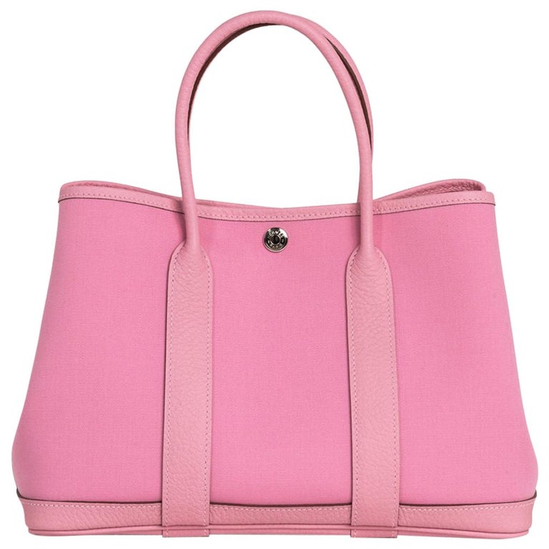 Hermes Bag Garden Party 30 Bag 5P Pink Toile and Negonda Leather Palladium  at 1stDibs