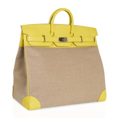 Hermes Hac 50 Birkin Tasche Lime Evercolor und Ficelle Toile Palladium Hardware