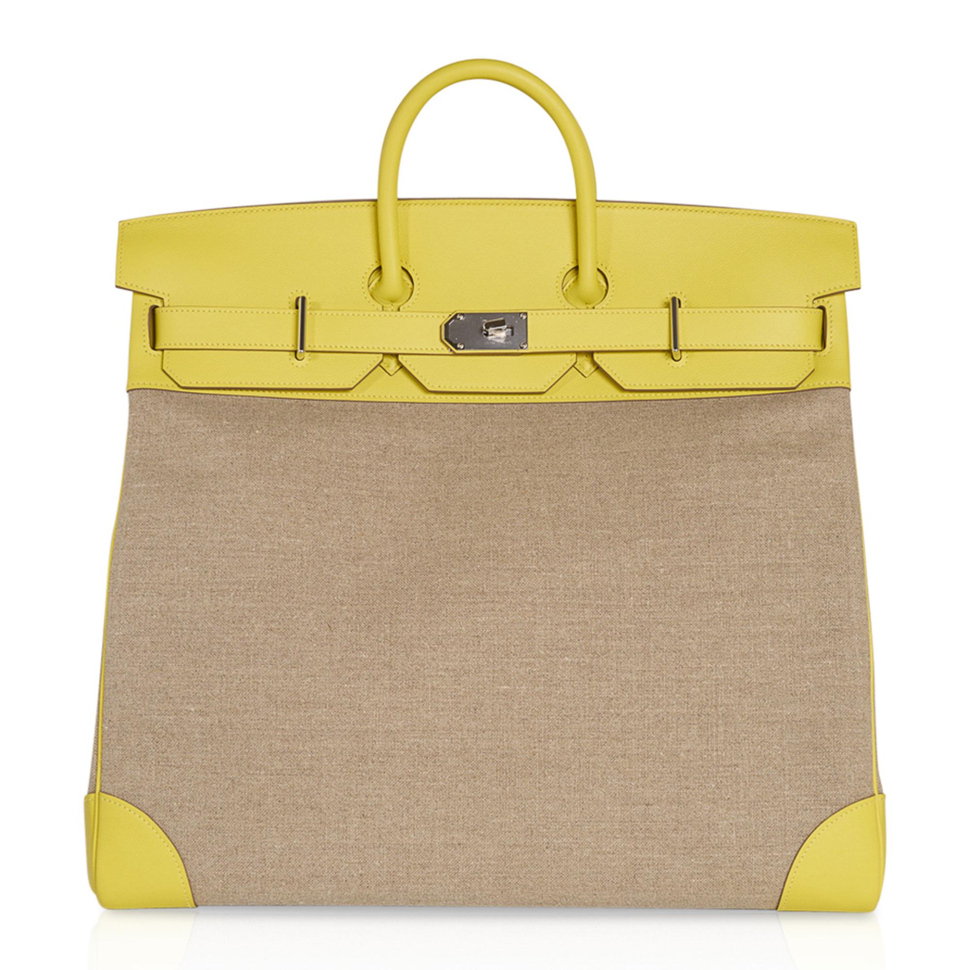 Sac Birkin Hac 50 Evercolor Ficelle Toile Palladium  en vente 1