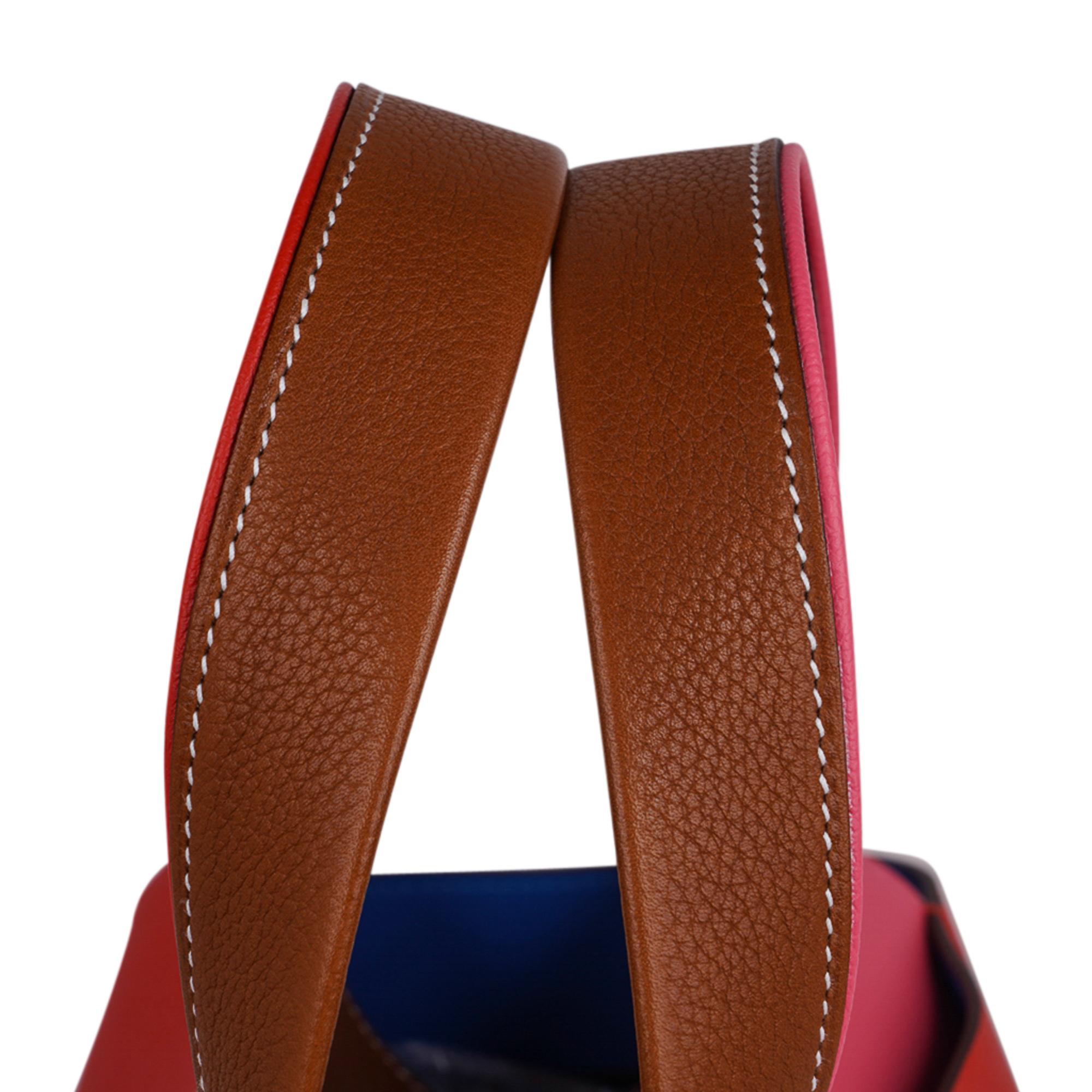 Hermes Bag Necto 34 Evercolor Rose Azalee / Capucine Fauve Palladium Tote New In New Condition In Miami, FL