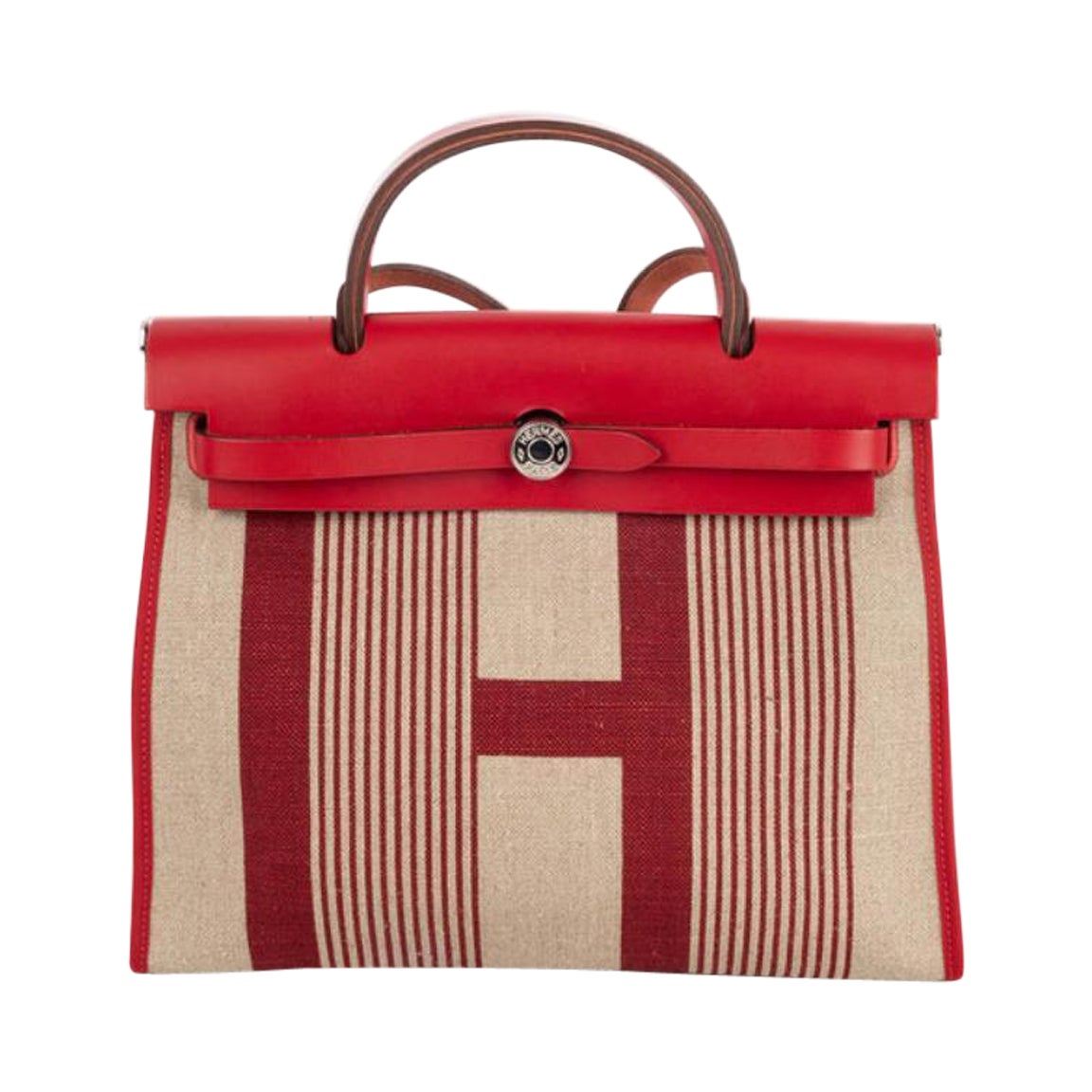 Borsa Hermès in tela di lino e pelle di mucca "Herbag Zip" 2015