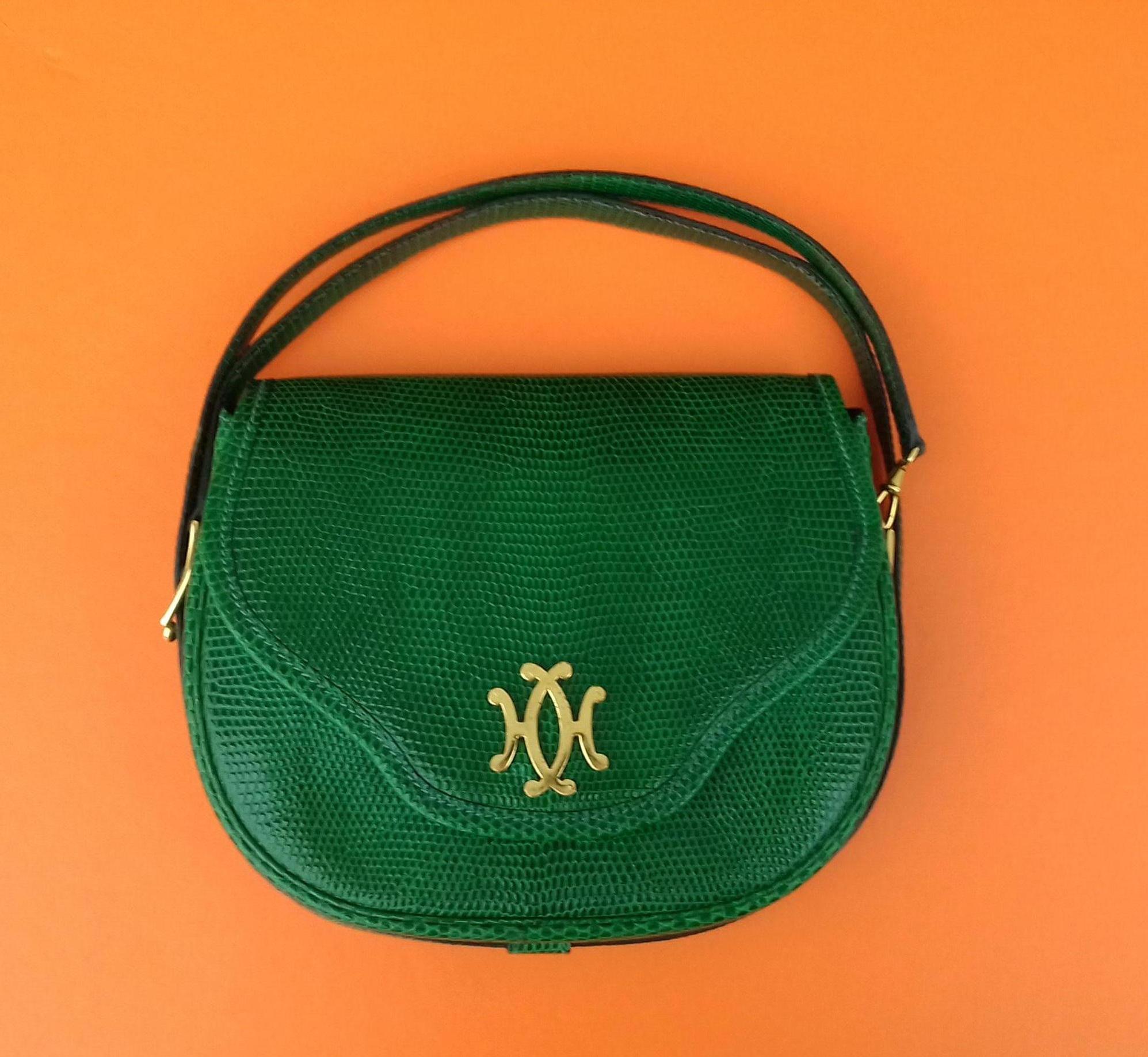 Exceptional Hermès Lift Bag 4 ways Emerald Green Lizard H Buckle Ghw Rare 4