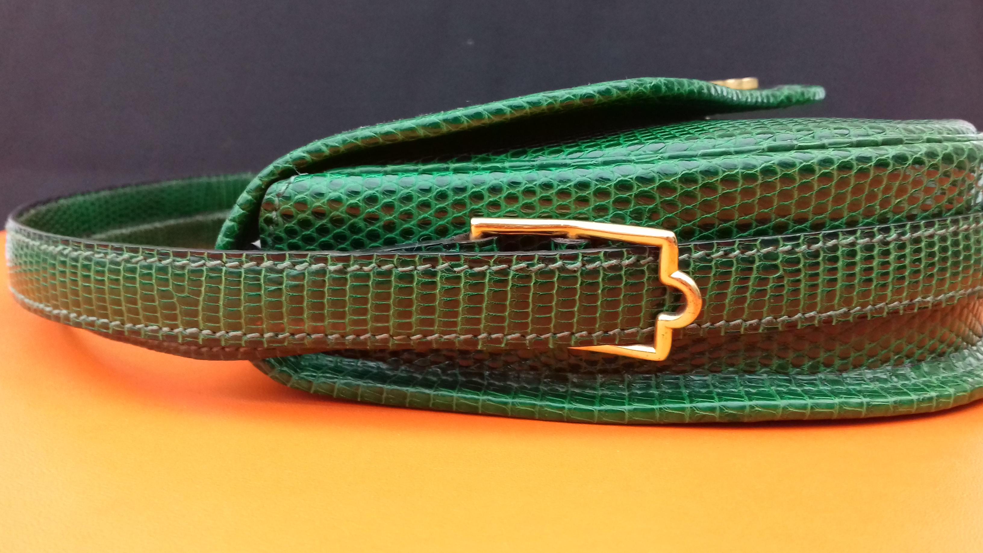 Exceptional Hermès Lift Bag 4 ways Emerald Green Lizard H Buckle Ghw Rare 6