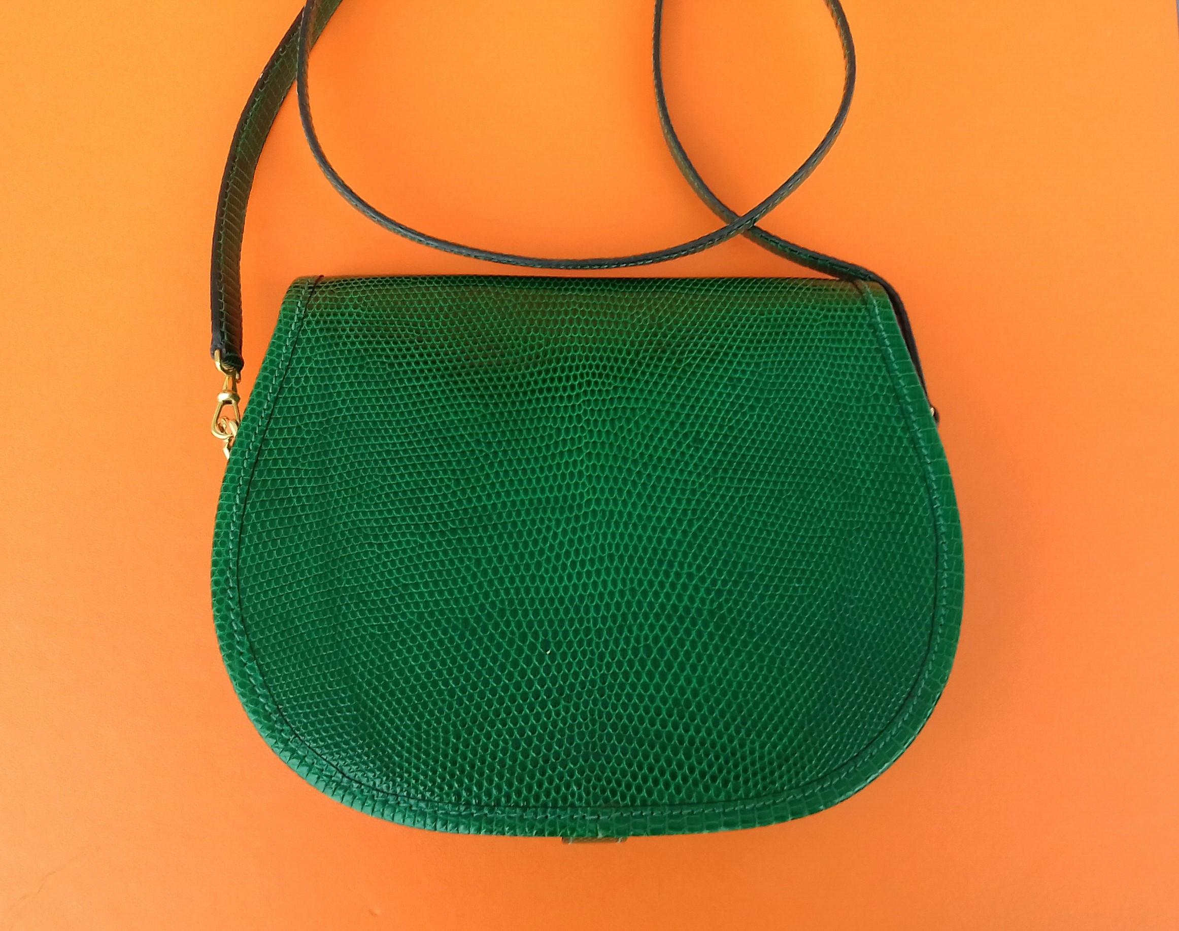 Women's Exceptional Hermès Lift Bag 4 ways Emerald Green Lizard H Buckle Ghw Rare