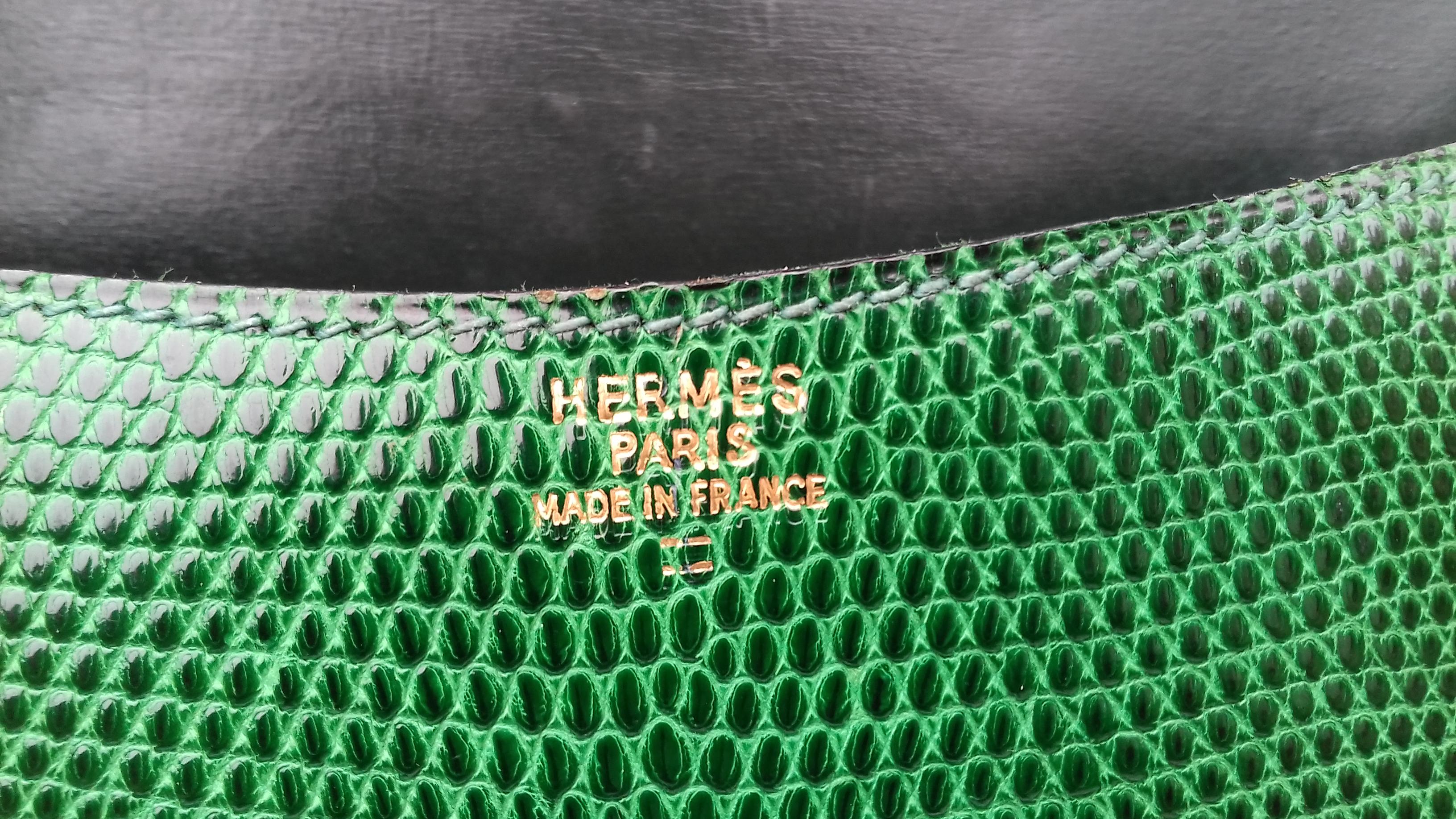 Exceptional Hermès Lift Bag 4 ways Emerald Green Lizard H Buckle Ghw Rare 1