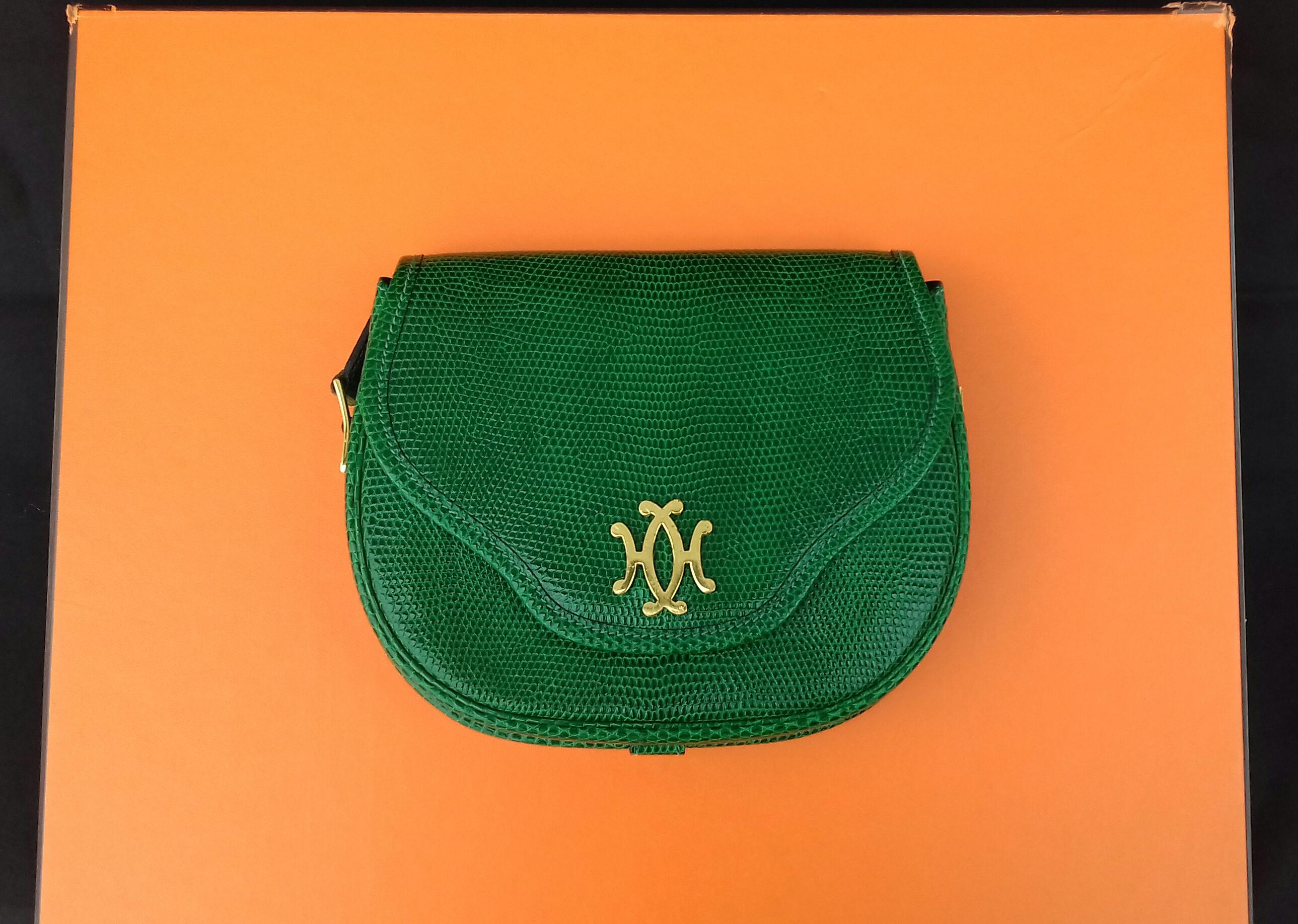 Exceptional Hermès Lift Bag 4 ways Emerald Green Lizard H Buckle Ghw Rare 3