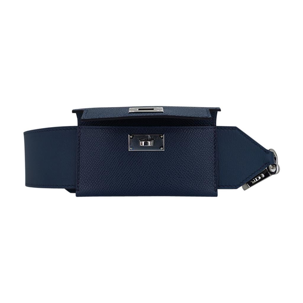 Women's Hermes Bag Strap Kelly Pocket Blue De Malte Palladium Hardware PM