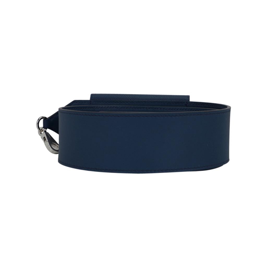 Hermes Bag Strap Kelly Pocket Blue De Malte Palladium Hardware PM 1