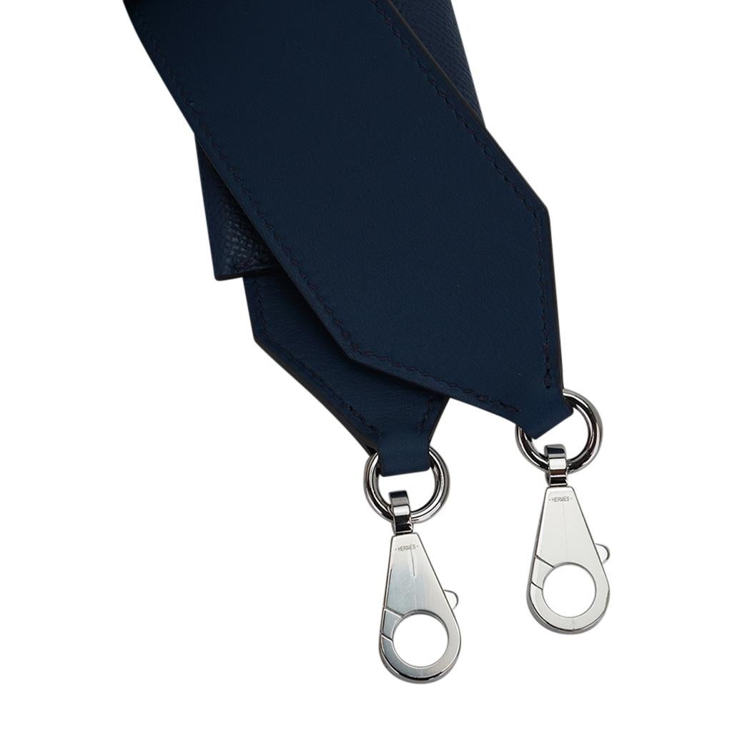 Hermes Bag Strap Kelly Pocket Blue De Malte Palladium Hardware PM 2