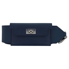 Hermes Bag Strap Kelly Pocket Blue De Malte Palladium Hardware PM