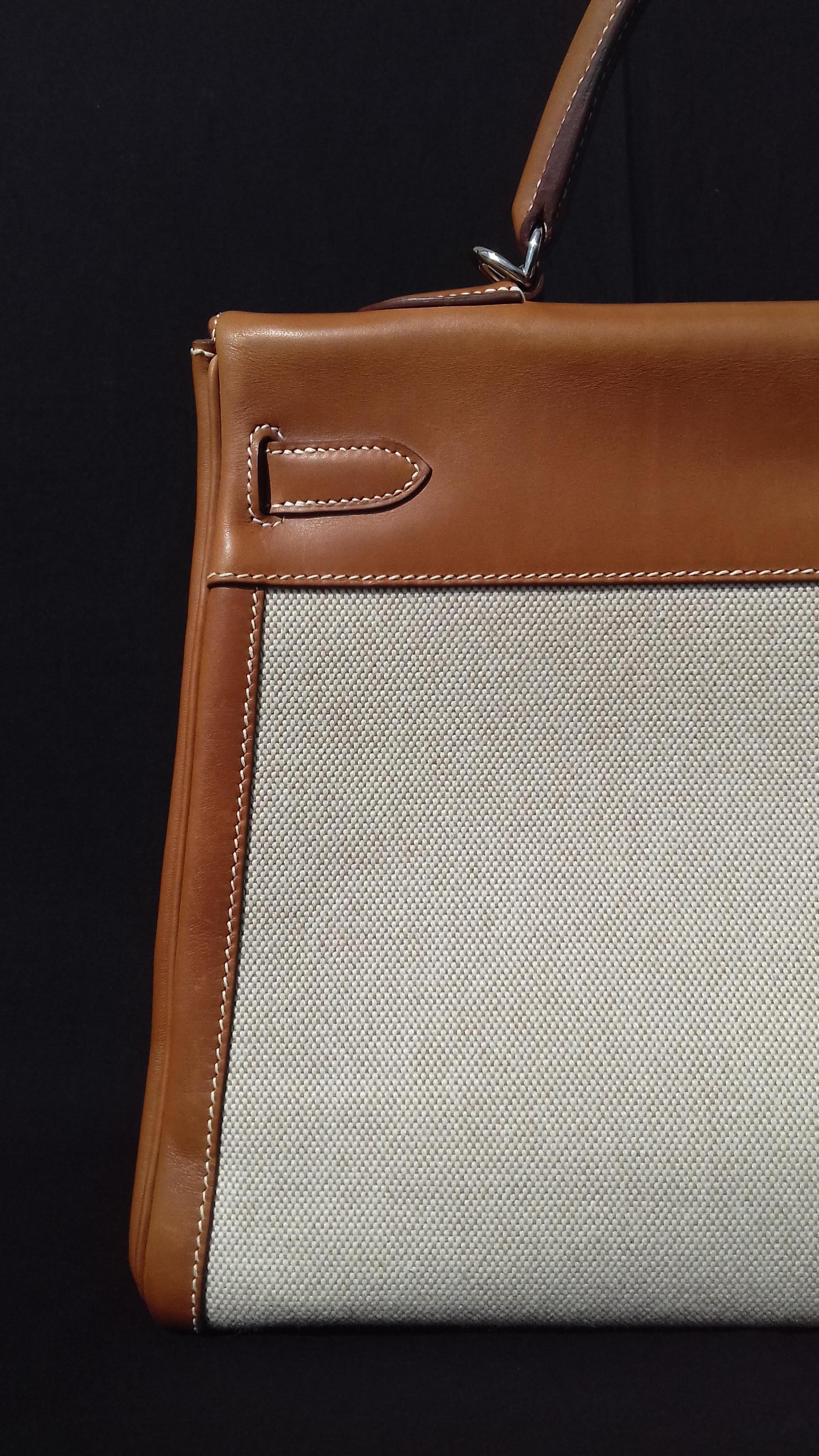 Women's Hermès Bag Toile Canvas Barenia Leather Kelly 35