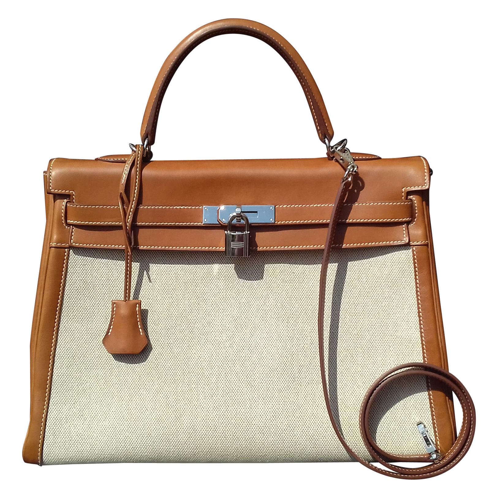 Hermès Bag Toile Canvas Barenia Leather Kelly 35