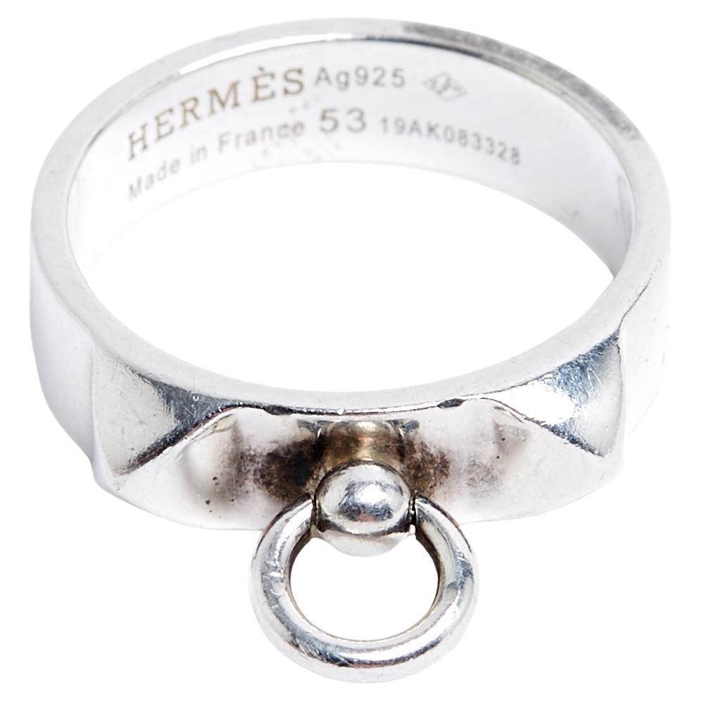 Hermès Bague Argent TDD53 Collier de Chien PM Sterling Silver Ring US6.75 Hermes For Sale