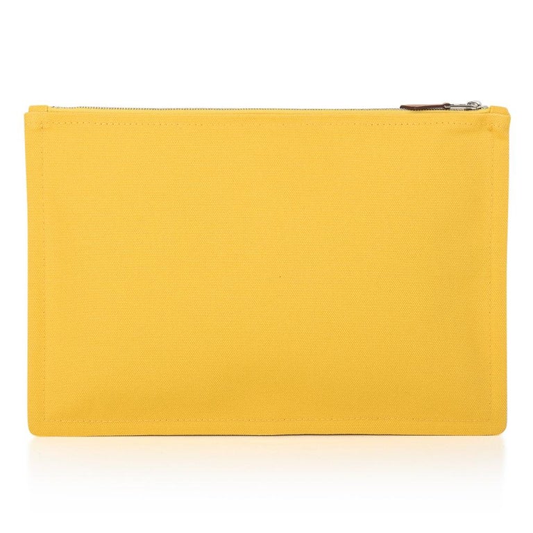 Hermes Bain Flat Yachting Pouch Case Jaune Cotton Large at 1stDibs ...